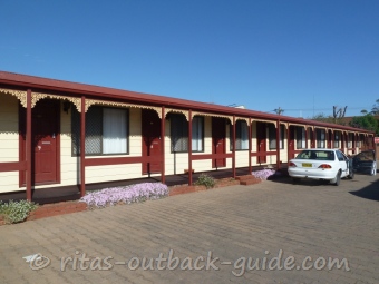 A row of motel rooms